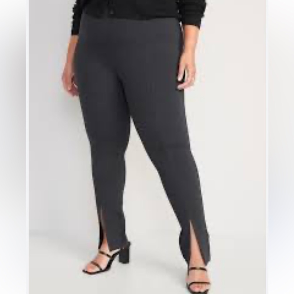 Medium Old Navy Women's Ponte Pants Elastic Waist Mid Rise Gray Ankle - Picture 4 of 13